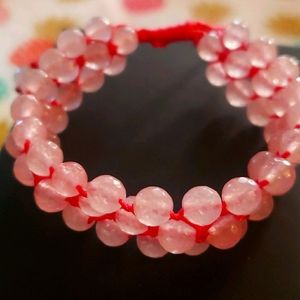 LULUDHARMA PINK CHALCEDONY BEADED STONES BRACELET